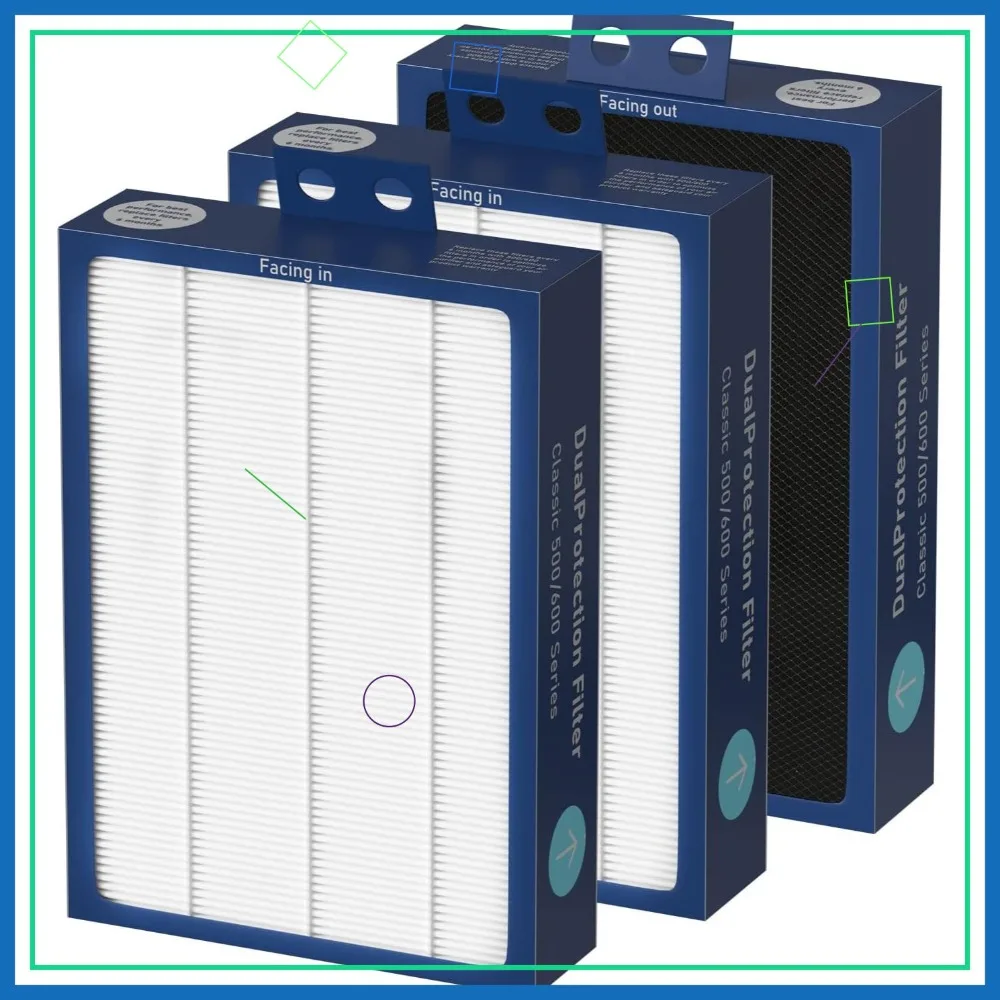 3 Pack HEPA Filter Replacement for 500/600 Series Air Purifiers, True HEPA Filters 99.97% of Particles, 13x9.3x2.6 Inches
3 Pack HEPA Filter Replacement for 500/600 Series Air Purifiers, True HEPA Filters 99.97% of Particles, 13x9.3x2.6 Inches