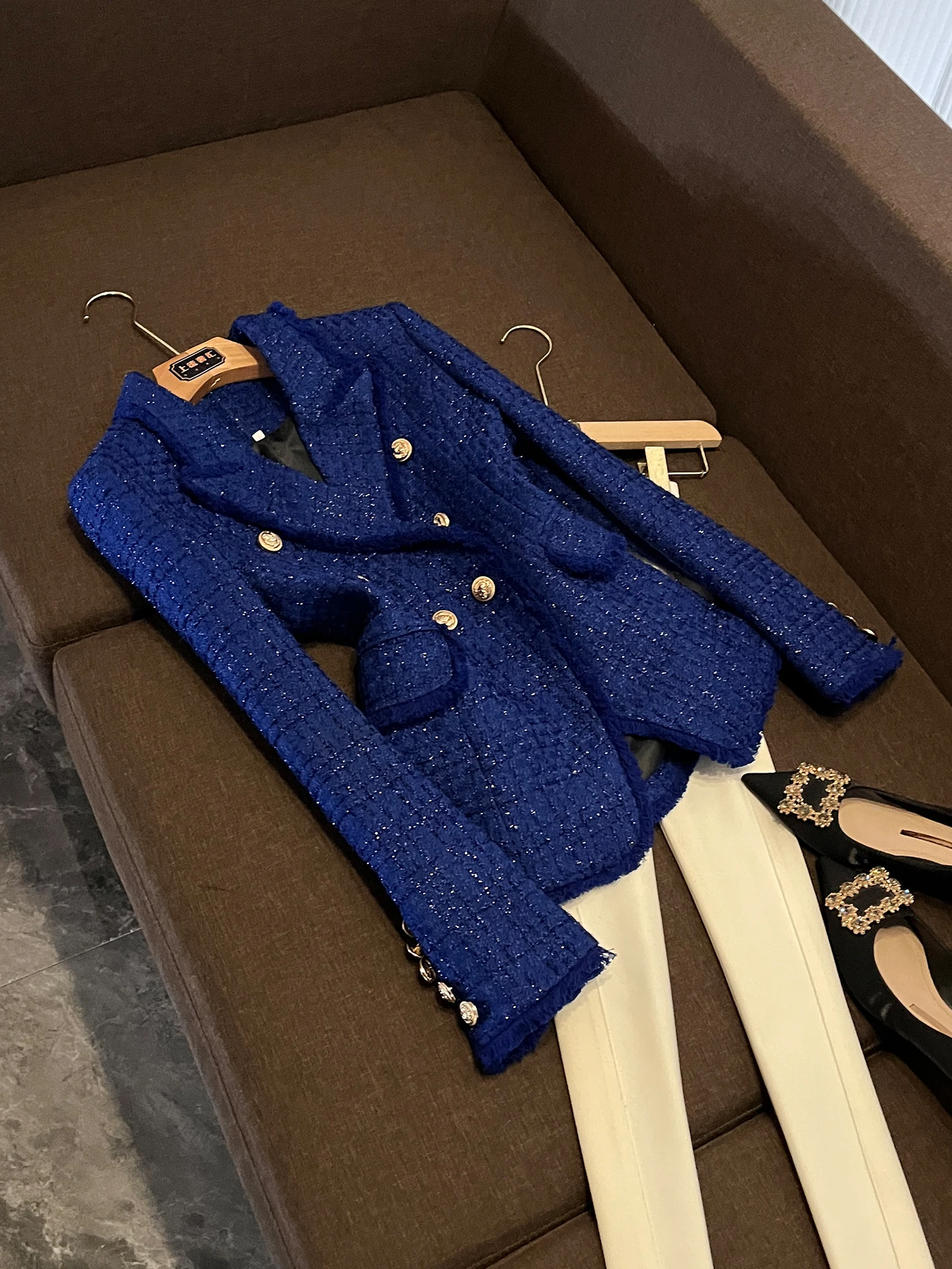 Slim Fit Double Breasted Long Sve Suit Coat Deep Blue Commute Sle Women's Faionable Lapel Tassel Detail B06
Slim Fit Double Breasted Long Sve Suit Coat Deep Blue Commute Sle Women's Faionable Lapel Tassel Detail B06