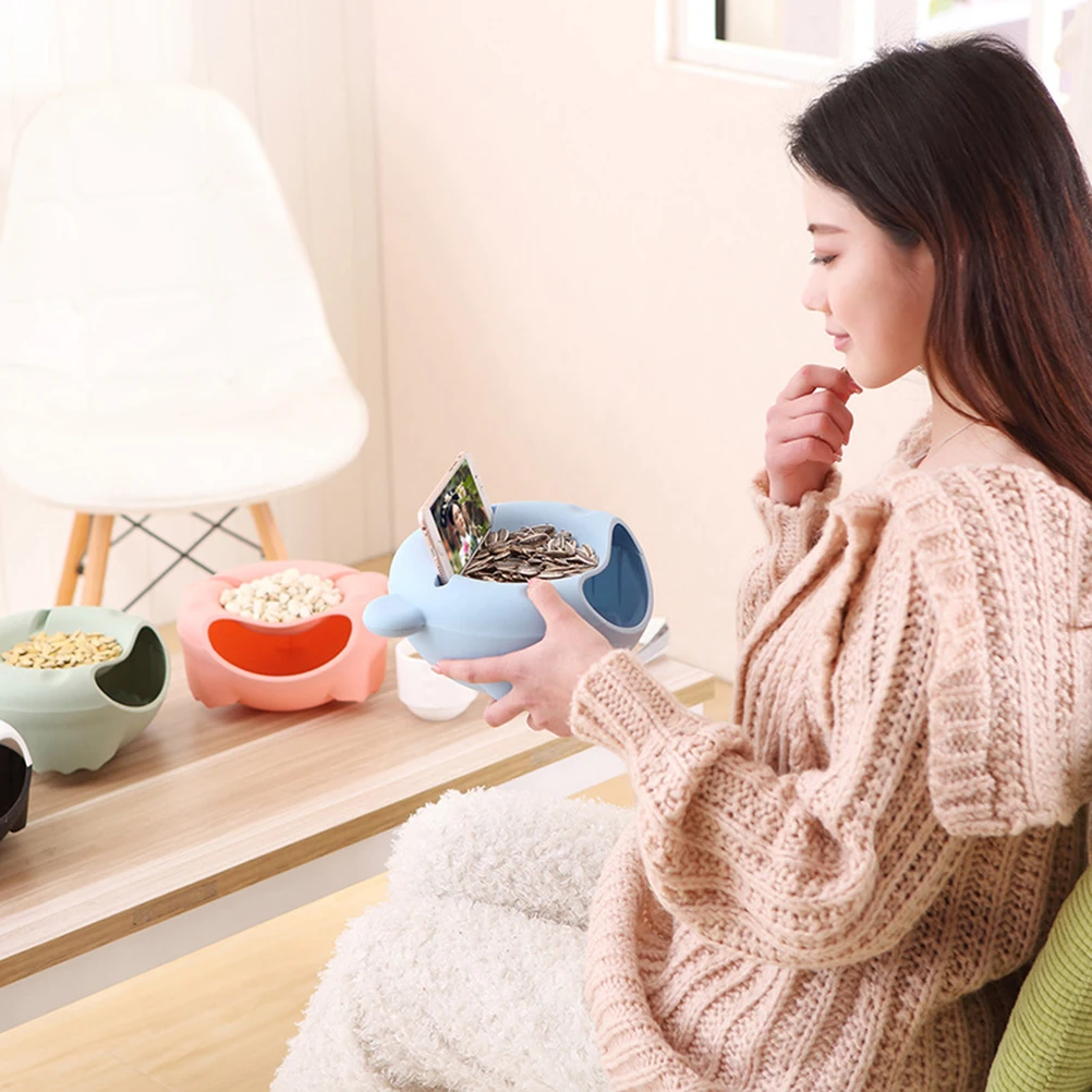 Plastic Fruit Dish Double Layer Nut Bowl Snack Plate Candy Storage Melon Seeds Shells Blue Bottom White Cover Lazy Design 
Plastic Fruit Dish Double Layer Nut Bowl Snack Plate Candy Storage Melon Seeds Shells Blue Bottom White Cover Lazy Design