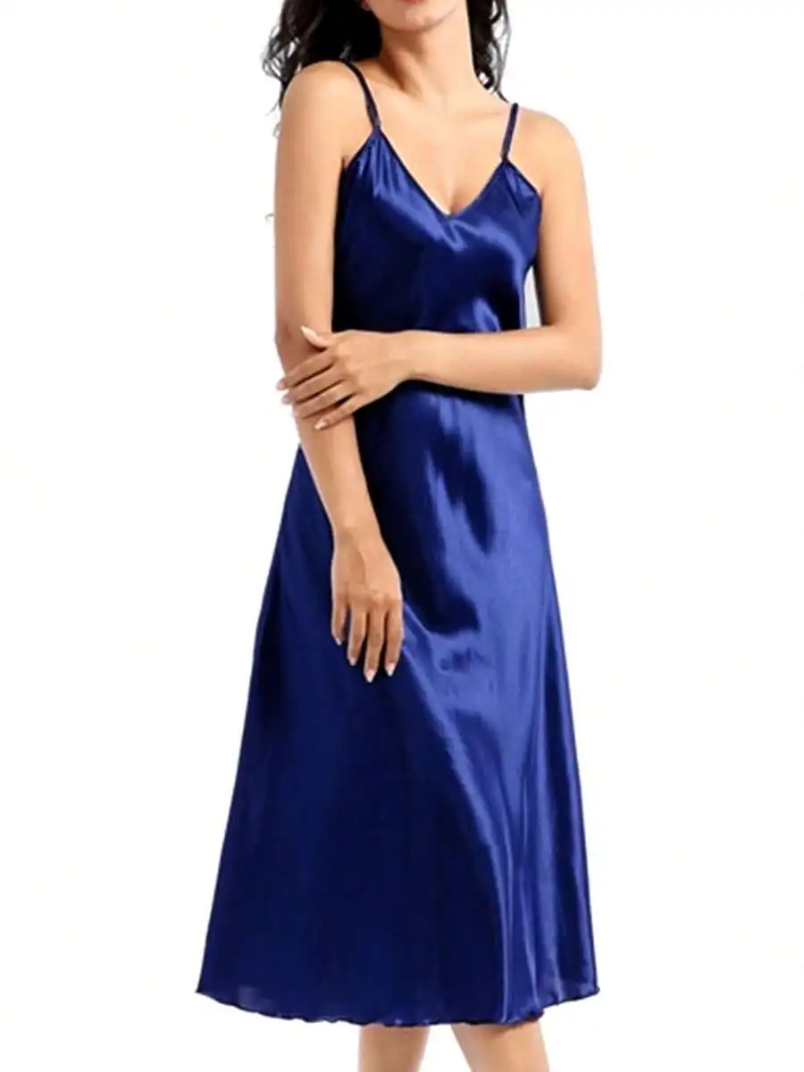 Women Satin Slip Nightgown V Neck Sleeveless Midi Sleep Dress Lingerie Chemise
Women Satin Slip Nightgown V Neck Sleeveless Midi Sleep Dress Lingerie Chemise