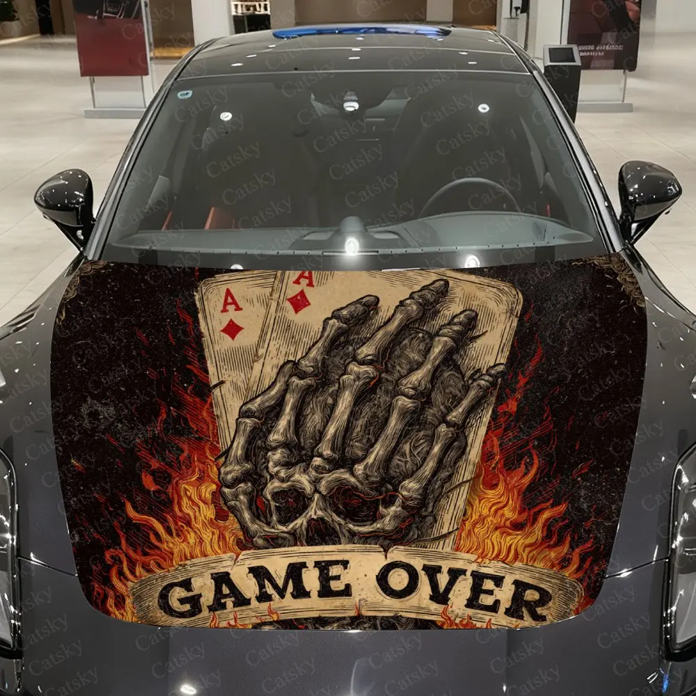 Flame Skeleton Hand And Cards PVC Sticker For Car Hoods, Long-Lasting Car Accessories For Hood Packaging
Flame Skeleton Hand And Cards PVC Sticker For Car Hoods, Long-Lasting Car Accessories For Hood Packaging