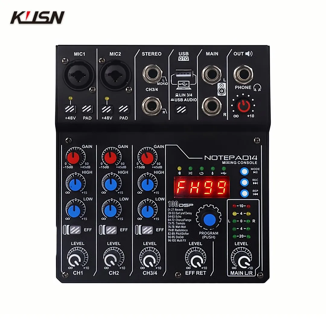 4 Channel Mixer Professional Powered Audio Mixing Soundcraft Mini Sound Power Console Mixer with Bluetooth USB
4 Channel Mixer Professional Powered Audio Mixing Soundcraft Mini Sound Power Console Mixer with Bluetooth USB