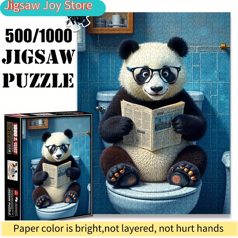 Пазл-головоломка 500/1000 деталей - Причудливая панда, сидящая на унитазе, читая газету в очках, износостойкая бумага премиум-класса, Adva
Пазл-головоломка 500/1000 деталей - Причудливая панда, сидящая на унитазе, читая газету в очках, износостойкая бумага премиум-класса, Adva