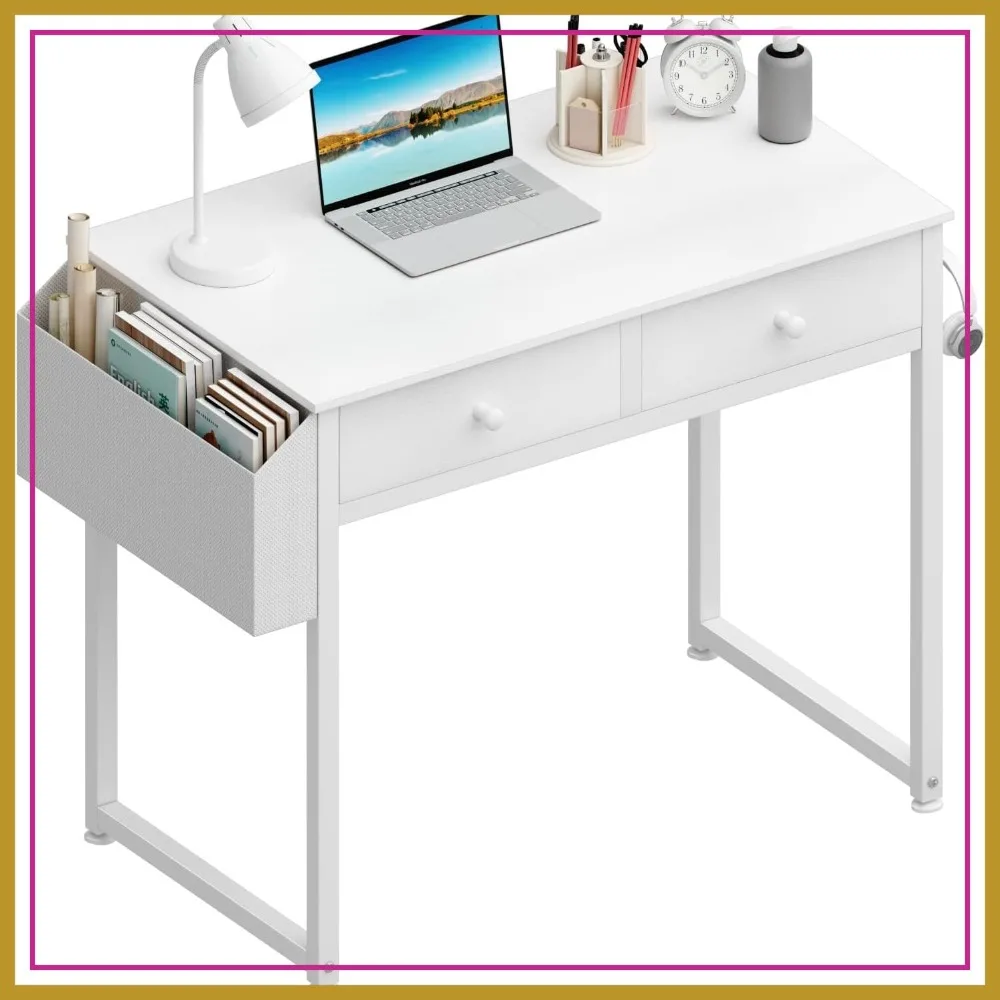 32 Inch Kids Desk with Drawers for Bedroom, White Writing Table with Fabric Storage Drawer and Bag for Small Spaces
32 Inch Kids Desk with Drawers for Bedroom, White Writing Table with Fabric Storage Drawer and Bag for Small Spaces