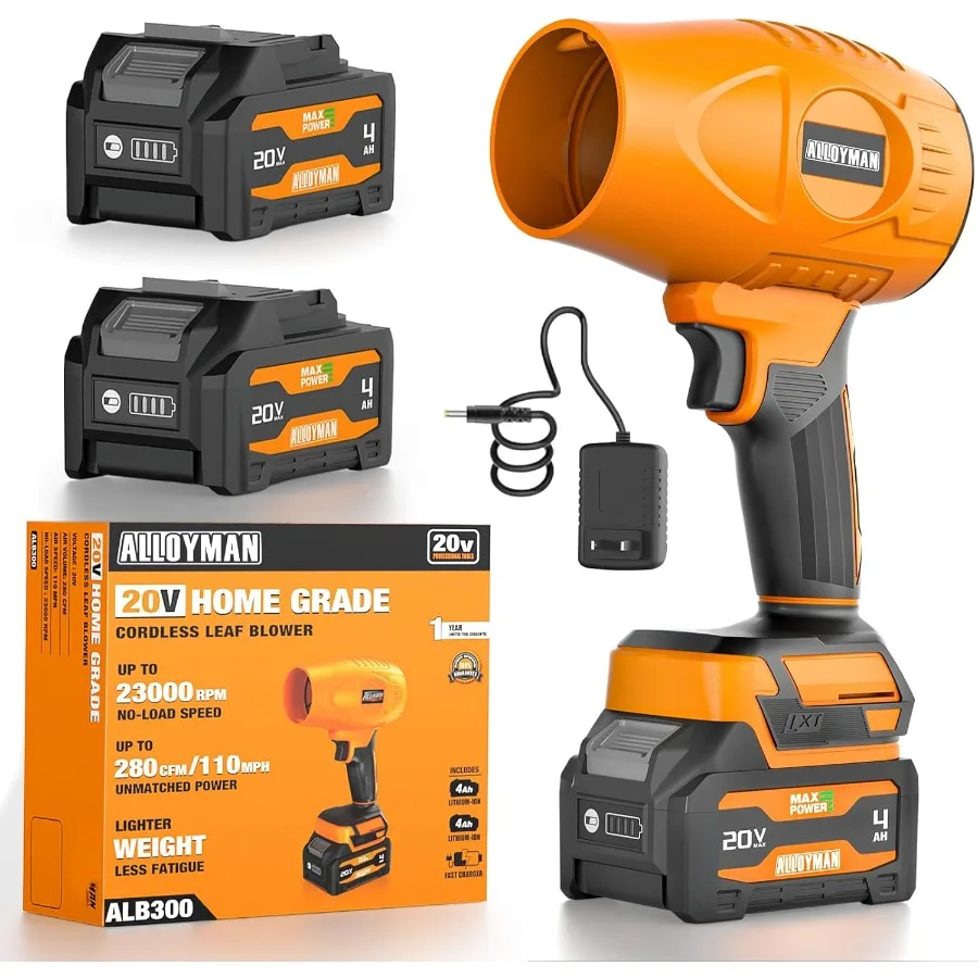 Cordless Leaf Blower with 2 X 4.0Ah Batteries Charger 23000 RPM Turbo Jet Electric Handheld Blower Lightweight Portable Cordles
Cordless Leaf Blower with 2 X 4.0Ah Batteries Charger 23000 RPM Turbo Jet Electric Handheld Blower Lightweight Portable Cordles