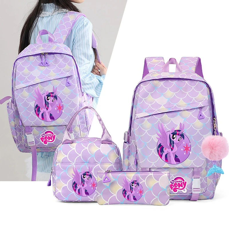 3Pcs My Little Pony Fish Scale Kids Backpack With Mermaid Pendant Lunch School Bag Children Schoolbag For Girls Backpack set
3Pcs My Little Pony Fish Scale Kids Backpack With Mermaid Pendant Lunch School Bag Children Schoolbag For Girls Backpack set