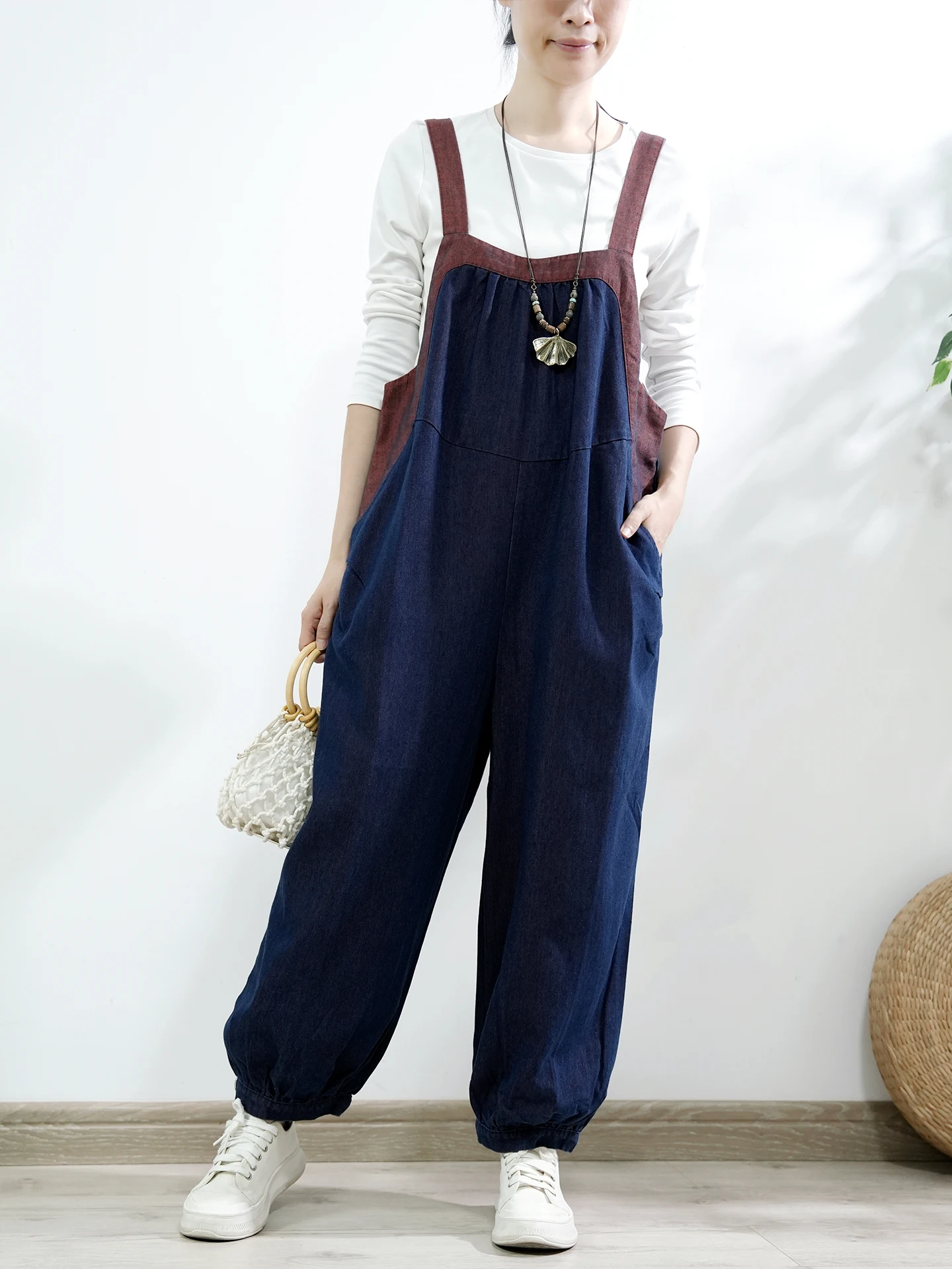 Women's Loose Jumpsuits and Rompers with Pockets, Strap Overalls, Denim Ankle-length, Spring Autumm Linen Denim Patchwork
Women's Loose Jumpsuits and Rompers with Pockets, Strap Overalls, Denim Ankle-length, Spring Autumm Linen Denim Patchwork