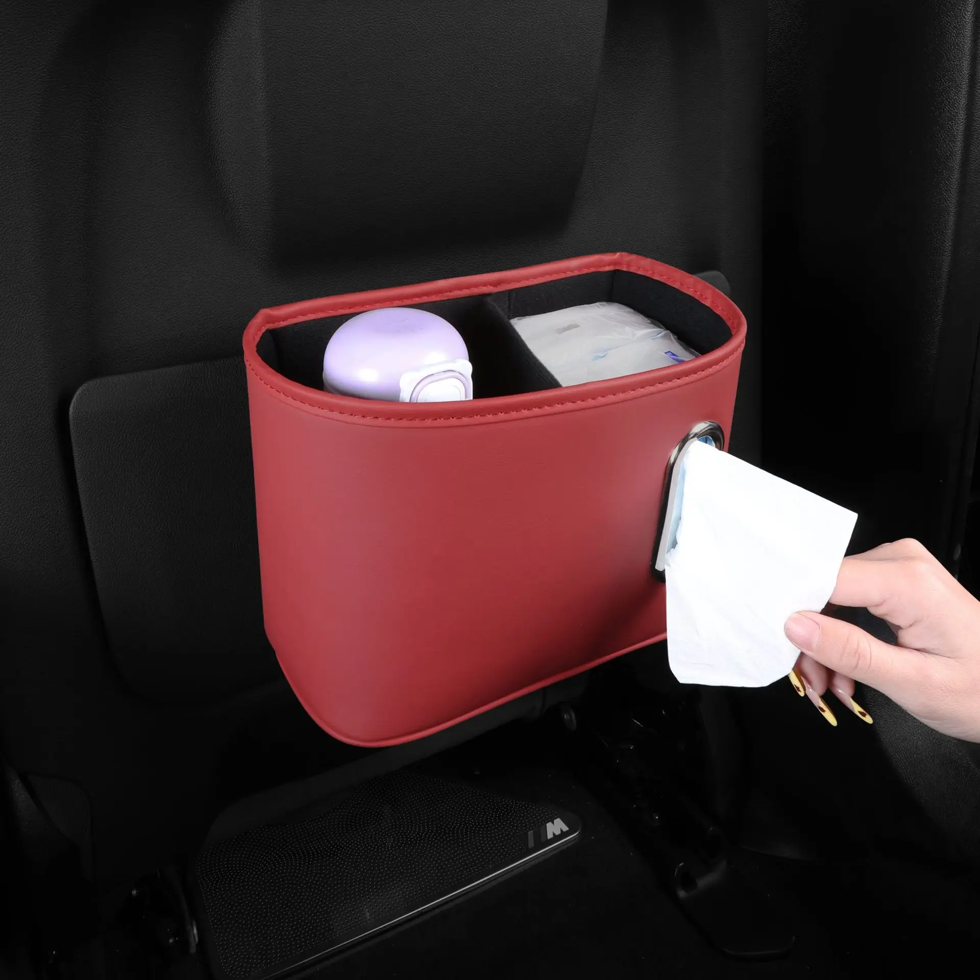 2-in-1 Car Seat Back Organizer & Tissue Holder Clip-On Hanging Garbage Can Multiple Color Options Vehicle Storage Accessories 
2-in-1 Car Seat Back Organizer & Tissue Holder Clip-On Hanging Garbage Can Multiple Color Options Vehicle Storage Accessories