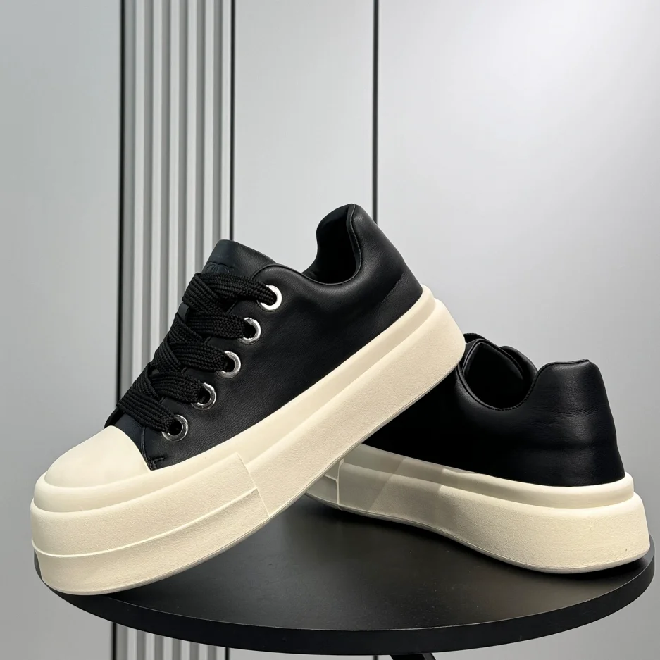 Men Thick Heeled Board Shoes Large Head Casual Sneakers Height Increasing Flat White Shoes Black
Men Thick Heeled Board Shoes Large Head Casual Sneakers Height Increasing Flat White Shoes Black