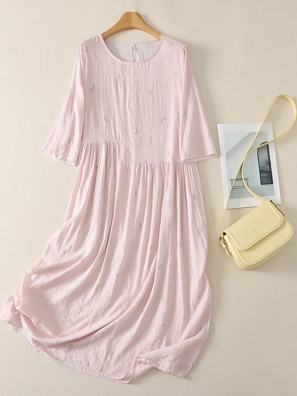 Elegant Artistic Style Women's Dress Large Size Summer 3/4 Sleeve Waist Cinched Full Skirt Long A-Line Gown Casual Wear
Elegant Artistic Style Women's Dress Large Size Summer 3/4 Sleeve Waist Cinched Full Skirt Long A-Line Gown Casual Wear