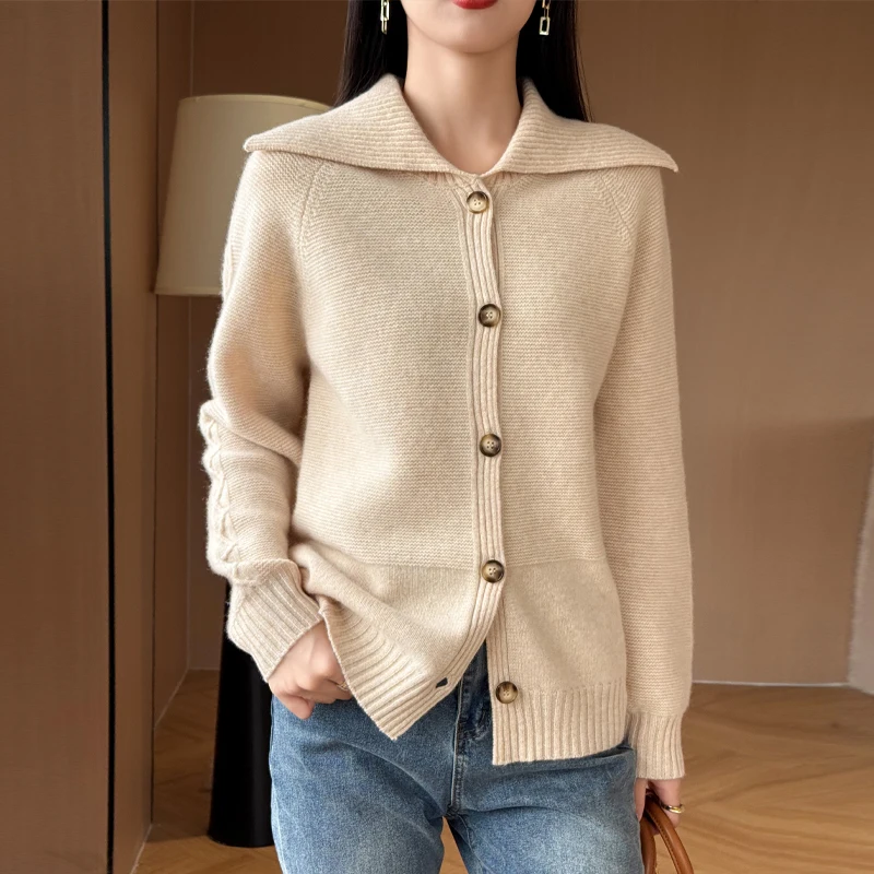 100% Merino Wool Coat Sweater Women New Lapel Knitted Cardigan Autumn Winter Casual Cashmere Solid Clothing Thickening Tops
100% Merino Wool Coat Sweater Women New Lapel Knitted Cardigan Autumn Winter Casual Cashmere Solid Clothing Thickening Tops