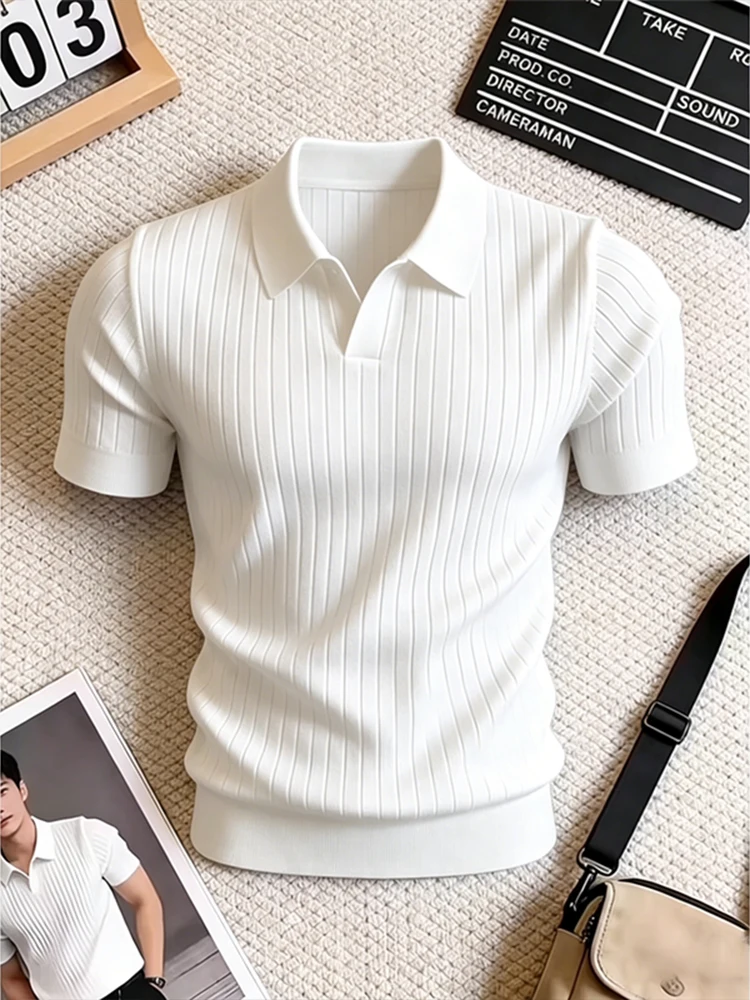 White Knitted Shirt Short Sleeve Men Summer High Waist Half Sleeve T-Shirt Shoulder Width Regular Fit Breathable Male Top
White Knitted Shirt Short Sleeve Men Summer High Waist Half Sleeve T-Shirt Shoulder Width Regular Fit Breathable Male Top