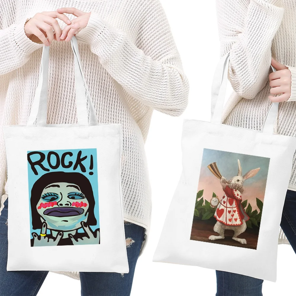 Women's Shopping Bags Canvas Shoulder Bag Ladies Fashion Handbags Storage Bag Funny Printing Casual Tote Portable Travel Bags
Women's Shopping Bags Canvas Shoulder Bag Ladies Fashion Handbags Storage Bag Funny Printing Casual Tote Portable Travel Bags
