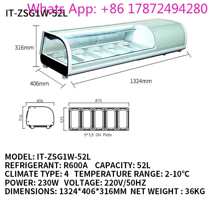 Japanese Sushi Refrigerator Commercial Seafood Salmon Sashimi Fresh-Keeping Counter Small Cooked Food Cold Dish Display Cabinet
Japanese Sushi Refrigerator Commercial Seafood Salmon Sashimi Fresh-Keeping Counter Small Cooked Food Cold Dish Display Cabinet