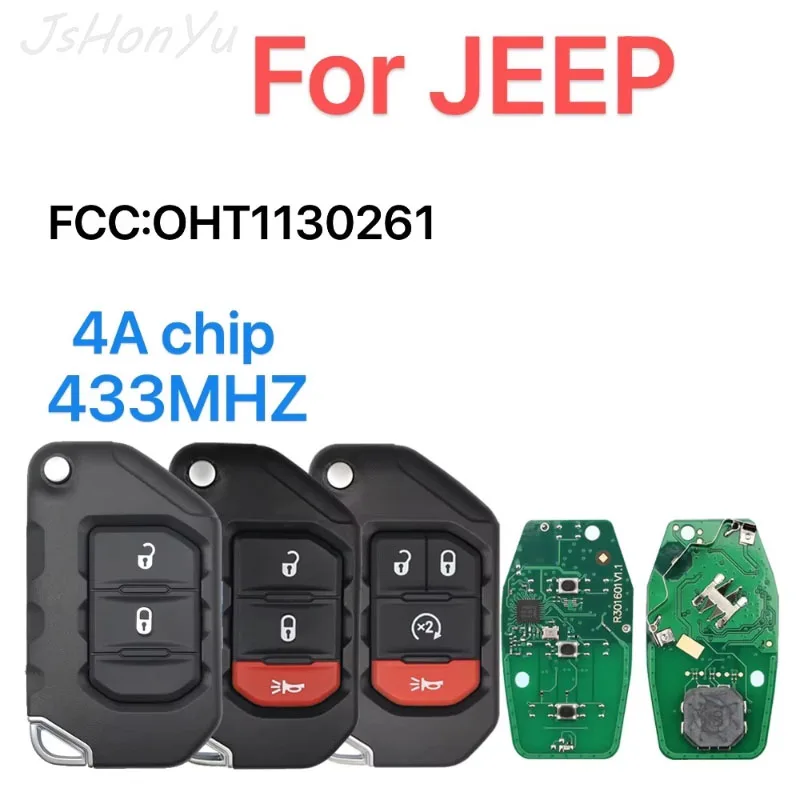 JsHonYu OHT1130261 68416784AA 433MHz 4A Chip Smart Remote Key for Jeep Wrangler 2018-2021 Gladiator Keyless Entry Control Fob
JsHonYu OHT1130261 68416784AA 433MHz 4A Chip Smart Remote Key for Jeep Wrangler 2018-2021 Gladiator Keyless Entry Control Fob