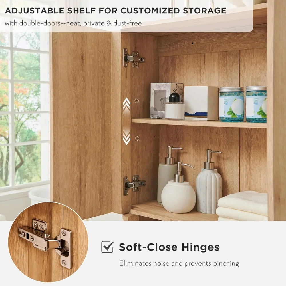 Over The Toilet Storage Cabinet with Adjustable Shelf & Handle-Less Double Doors, Modern 67 Inch Tall Wooden, Customized
Over The Toilet Storage Cabinet with Adjustable Shelf & Handle-Less Double Doors, Modern 67 Inch Tall Wooden, Customized