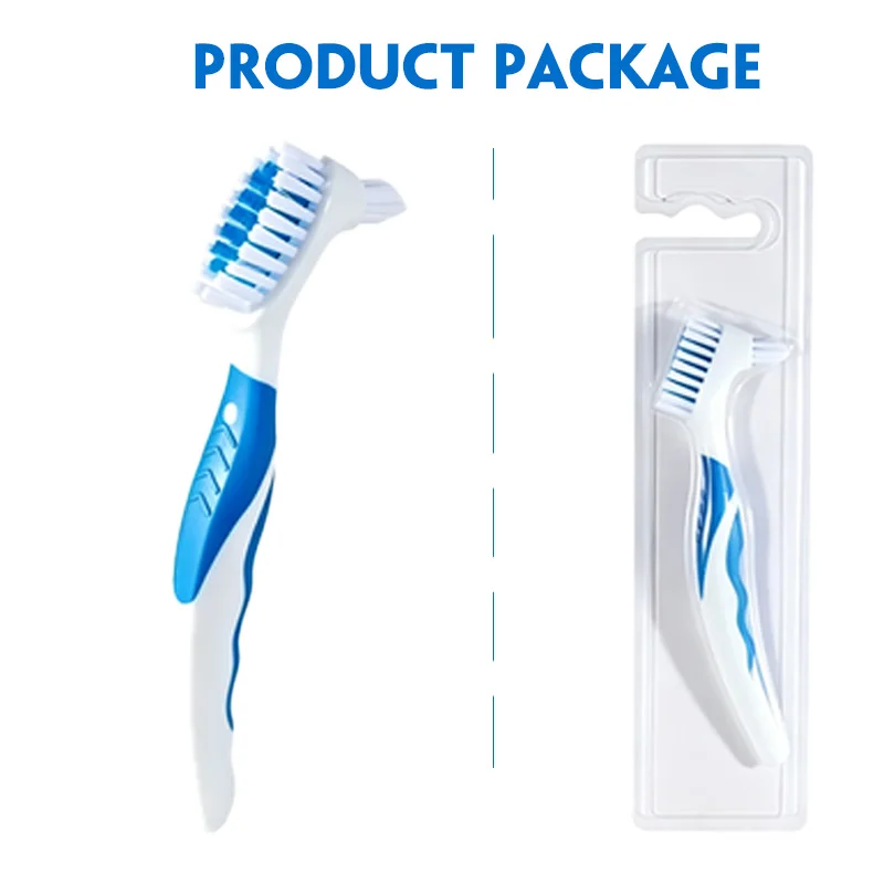 Double-headed denture cleaning brush, medium soft DuPont bristle fake toothbrush, with ergonomic non-slip handle
Double-headed denture cleaning brush, medium soft DuPont bristle fake toothbrush, with ergonomic non-slip handle
