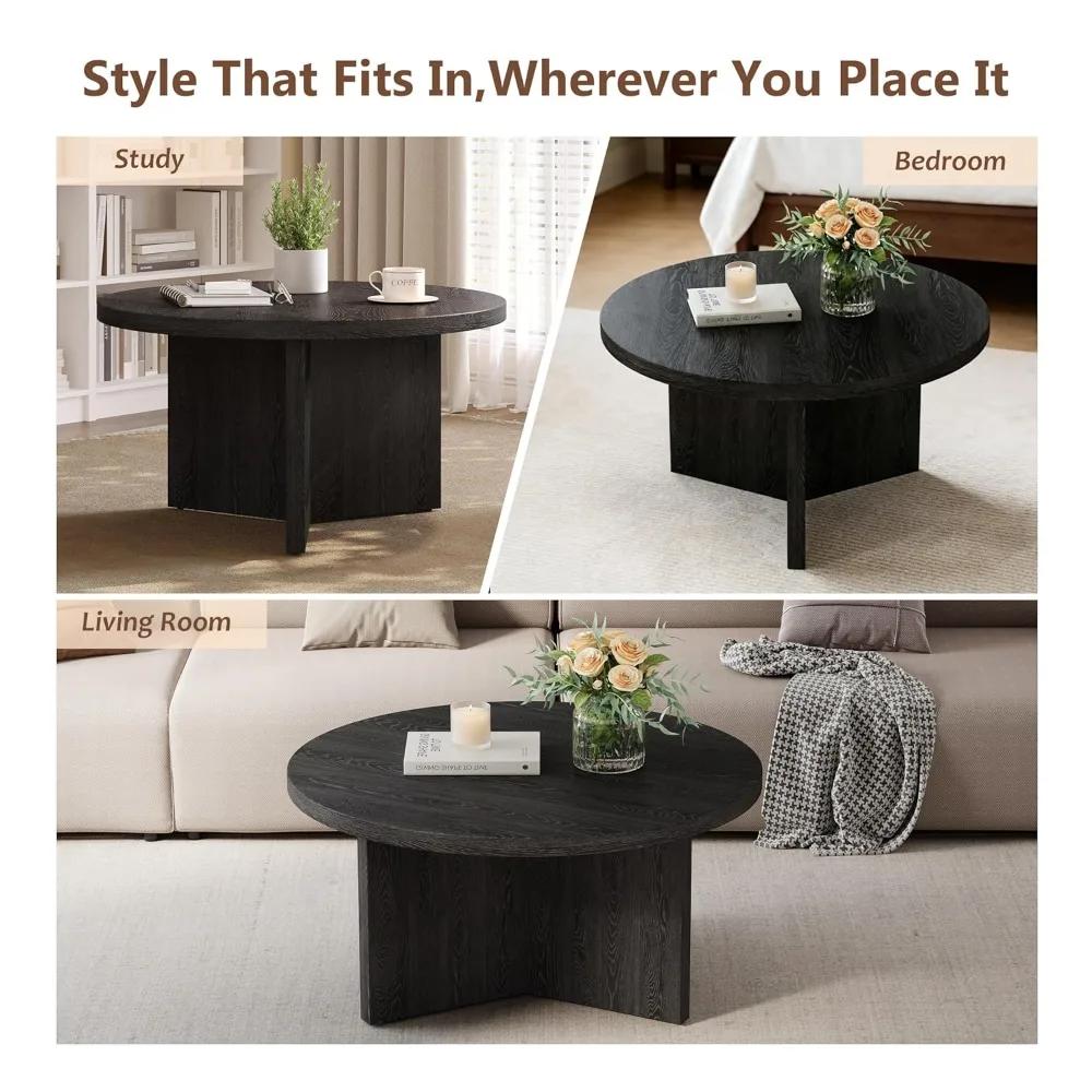 31.5" Black Round Coffee Table Modern Circle Center Table, Space-Saving Wood Accent Table for, Customized
31.5" Black Round Coffee Table Modern Circle Center Table, Space-Saving Wood Accent Table for, Customized