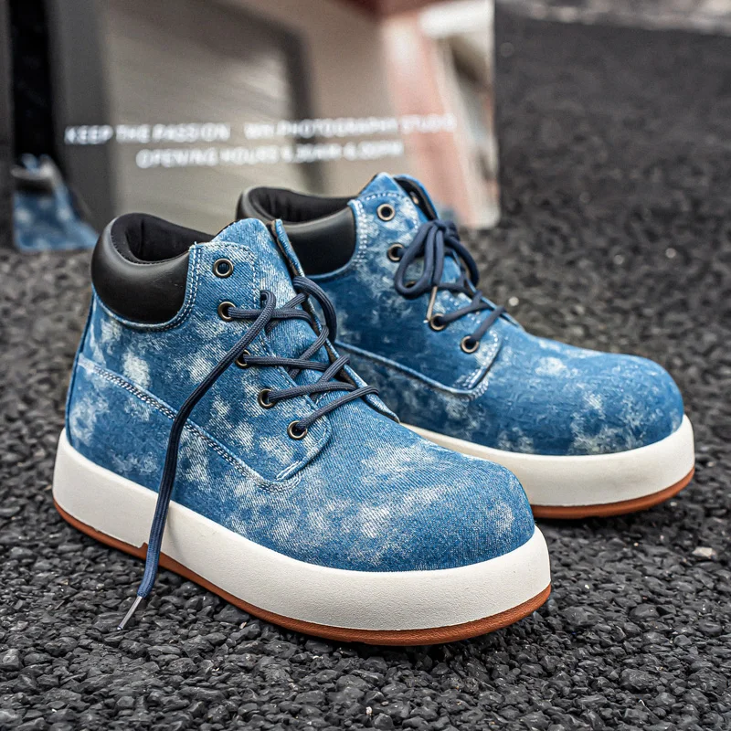 Original Blue Canvas Boots Man Spring Denim High-Top Shoes Men Fashion Versatile Mens Tooling Shoes Platform Ankle Boots
Original Blue Canvas Boots Man Spring Denim High-Top Shoes Men Fashion Versatile Mens Tooling Shoes Platform Ankle Boots