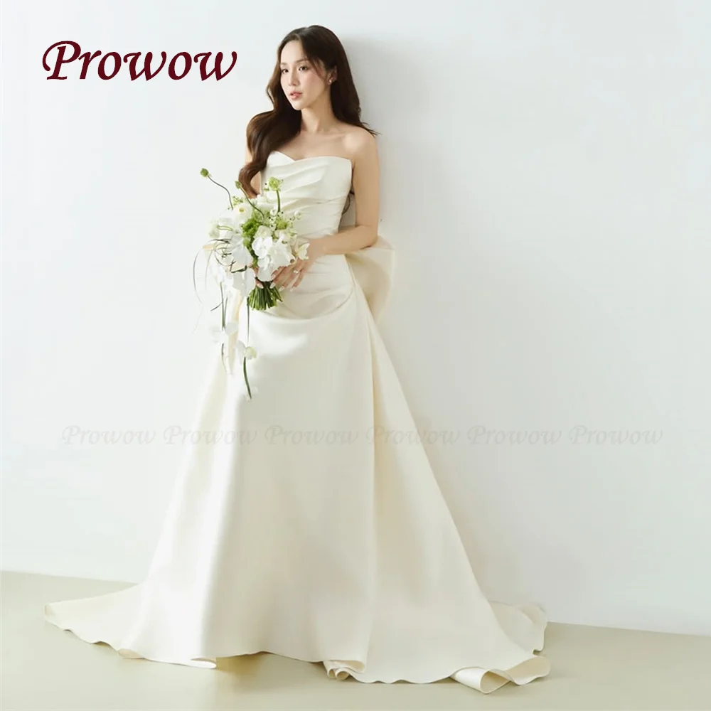 Prowow Luxury Mikado A Line Wedding Dress Korea Photo Shoot Sweetheart Neck Pleats Bow Bridal Gown Corset Back Customized
Prowow Luxury Mikado A Line Wedding Dress Korea Photo Shoot Sweetheart Neck Pleats Bow Bridal Gown Corset Back Customized