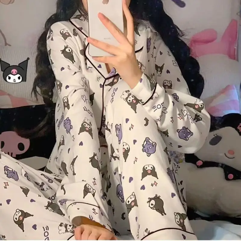 Sanrio Girl, пижамный костюм с длинными рукавами для отдыха, весенний костюм Kawaii Kuromi, аниме, модные сексуальные длинные брюки, одежда для отдыха на улице
Sanrio Girl, пижамный костюм с длинными рукавами для отдыха, весенний костюм Kawaii Kuromi, аниме, модные сексуальные длинные брюки, одежда для отдыха на улице