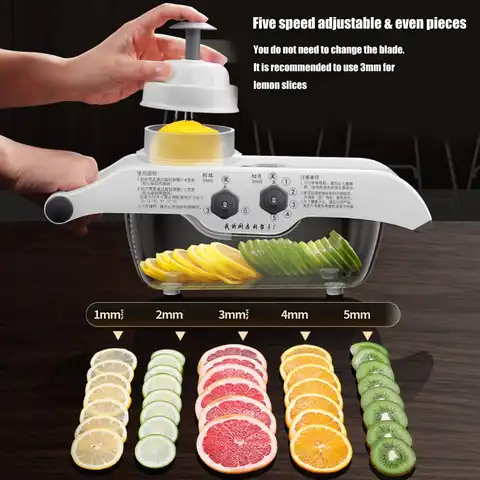 Multifunctional Lemon Vegetable Grater With Basket,V-Blade Fruit Potato Chopper Carrot Cutter Slicer Kitchen Accessories