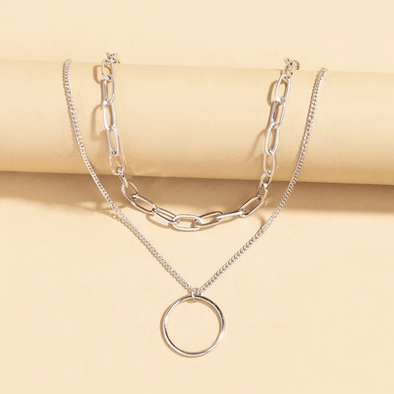 Double Layered Necklace Circle Pendant Jewelry Fashion Neck Chain Metal Choker Personalized Clavicle Chain
Double Layered Necklace Circle Pendant Jewelry Fashion Neck Chain Metal Choker Personalized Clavicle Chain