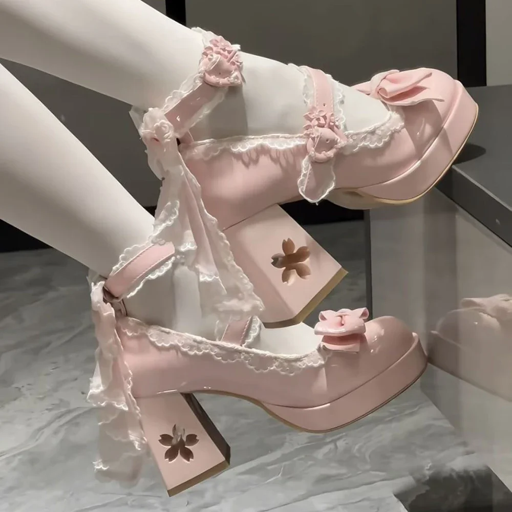 2025 Sweet Girls Lolita Bowknot High Heels Platform Shoes ,Young Women Students Cute Hollow Out Sakura Wedding Dress Mary Janes
2025 Sweet Girls Lolita Bowknot High Heels Platform Shoes ,Young Women Students Cute Hollow Out Sakura Wedding Dress Mary Janes