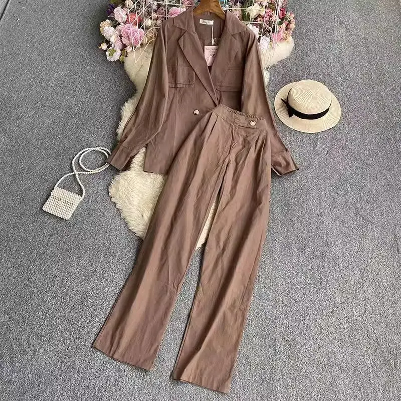 Solid Color Suit Collar Women Two Piece 2023 Spring And Autumn Casual Blazer Jacket + Pants Set For Office Lady Outfits Z2388
Solid Color Suit Collar Women Two Piece 2023 Spring And Autumn Casual Blazer Jacket + Pants Set For Office Lady Outfits Z2388