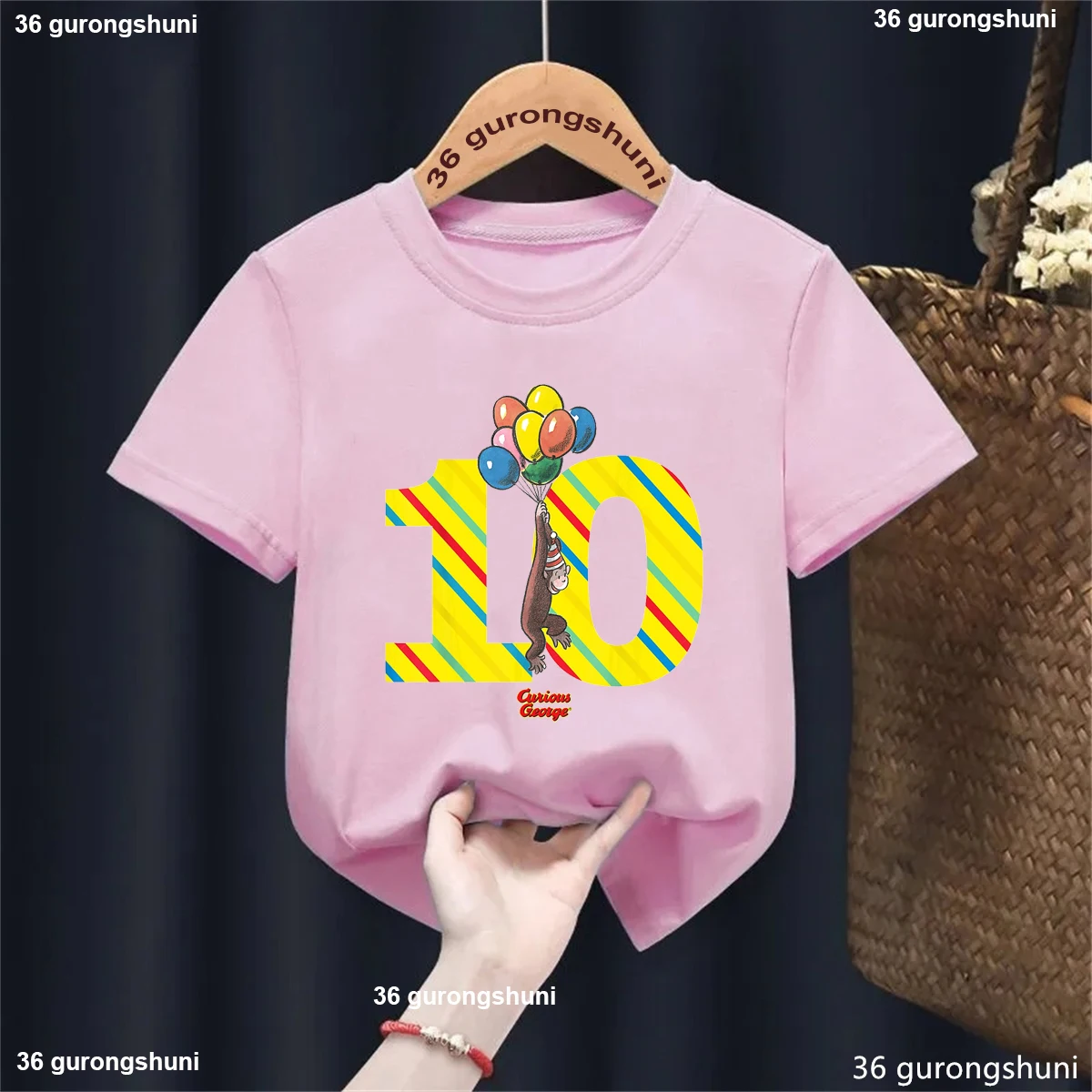 Happy Birthday 10th Curious George Printed Tshirt Girls/Boys Funny Kawaii Kids Clothes Monkey With Balloon Solid T-Shirt Tops
Happy Birthday 10th Curious George Printed Tshirt Girls/Boys Funny Kawaii Kids Clothes Monkey With Balloon Solid T-Shirt Tops
