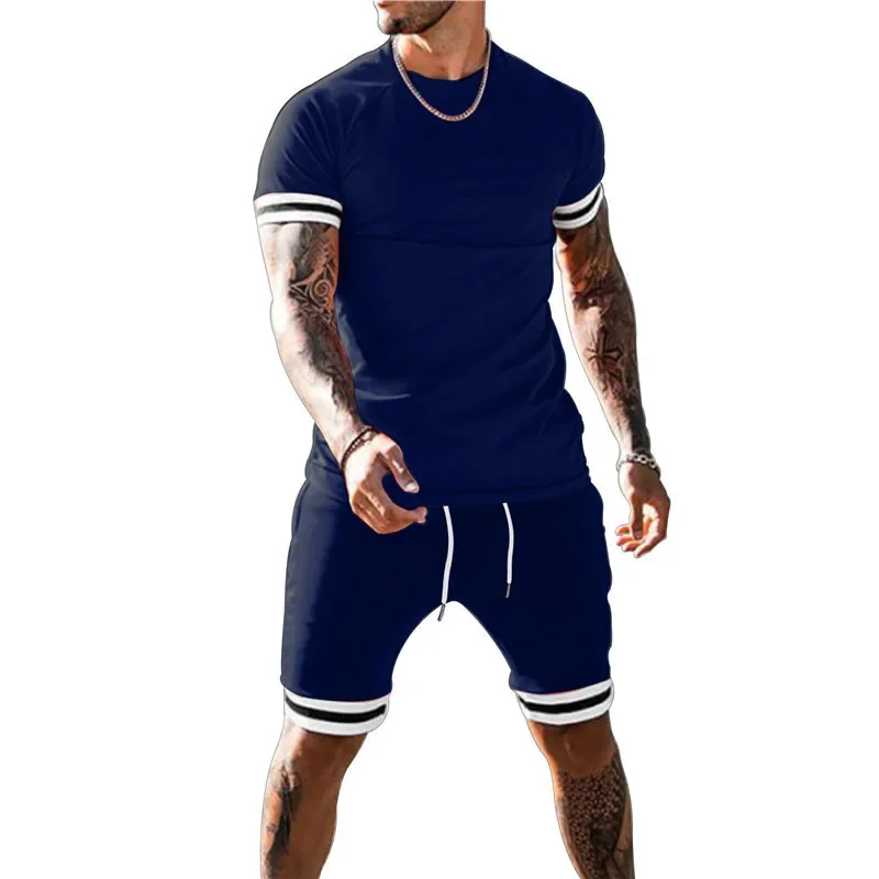 Summer New Men's Round Neck Short Sleeved Sports Suit, Casual Outdoor Fitness Sports Color Blocked Two-piece Set
Summer New Men's Round Neck Short Sleeved Sports Suit, Casual Outdoor Fitness Sports Color Blocked Two-piece Set