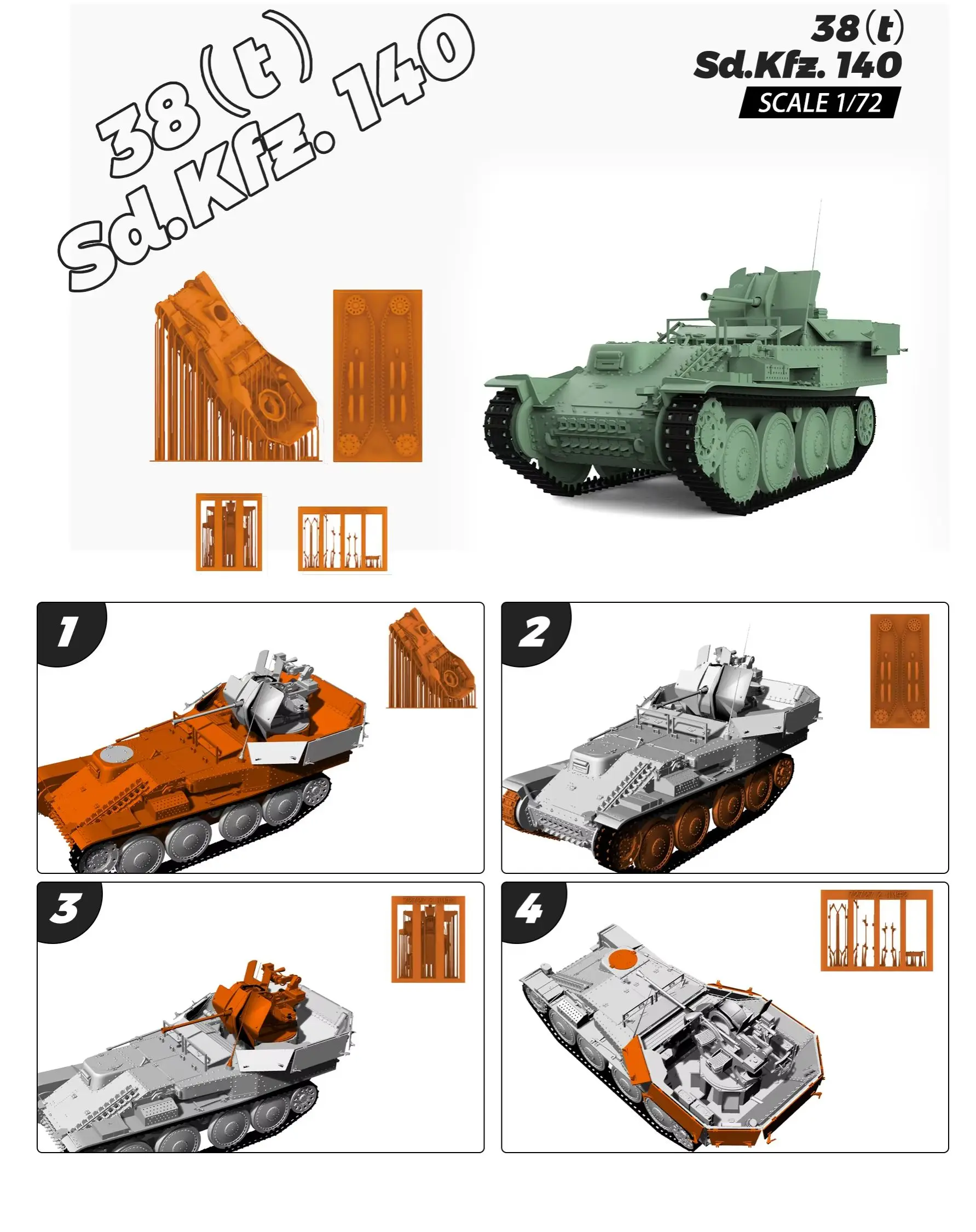 German 38T Sd.Kfz.140 Flakpanzer Tank MRY-SFW SS727 1/72 1/48 1/35 25mm Military Model Kit
German 38T Sd.Kfz.140 Flakpanzer Tank MRY-SFW SS727 1/72 1/48 1/35 25mm Military Model Kit