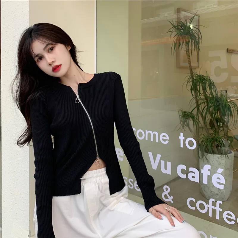 Knitted Sweater Women Vintage Zip Up Cropped Cardigan Long Sleeve Jumpers Streetwear Korean 2021 Fall Fashion Casual
Knitted Sweater Women Vintage Zip Up Cropped Cardigan Long Sleeve Jumpers Streetwear Korean 2021 Fall Fashion Casual