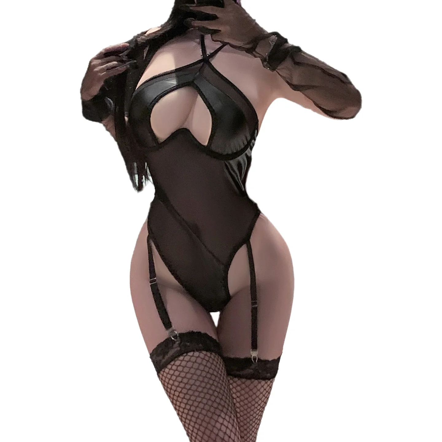 Sexy Lingerie With Mesh Halter Neck Easy-to-remove Alluring Patent Leather Hollow-out Strap Hanging Neck Bodysuits Playful 36SU
Sexy Lingerie With Mesh Halter Neck Easy-to-remove Alluring Patent Leather Hollow-out Strap Hanging Neck Bodysuits Playful 36SU