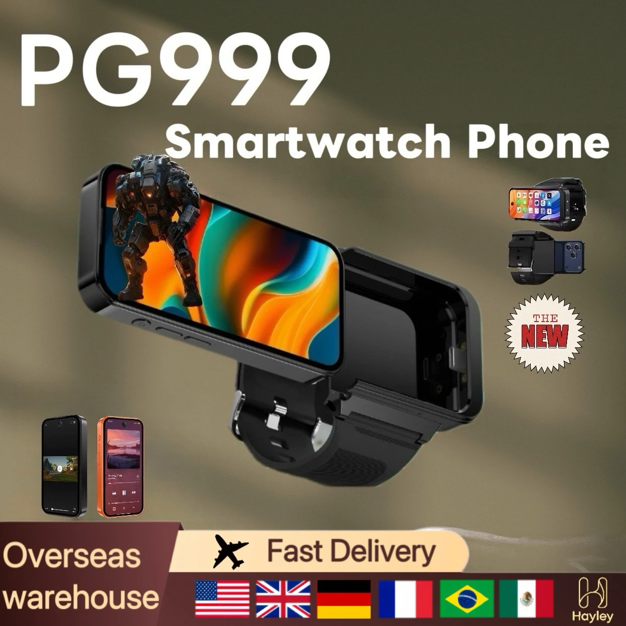 PG999 Smartwatch Phone Touchscreen 4G Wi-Fi Octa-core Processor GPS Dual SIM Dual Standby HD Camera Global Connectivity Android
PG999 Smartwatch Phone Touchscreen 4G Wi-Fi Octa-core Processor GPS Dual SIM Dual Standby HD Camera Global Connectivity Android