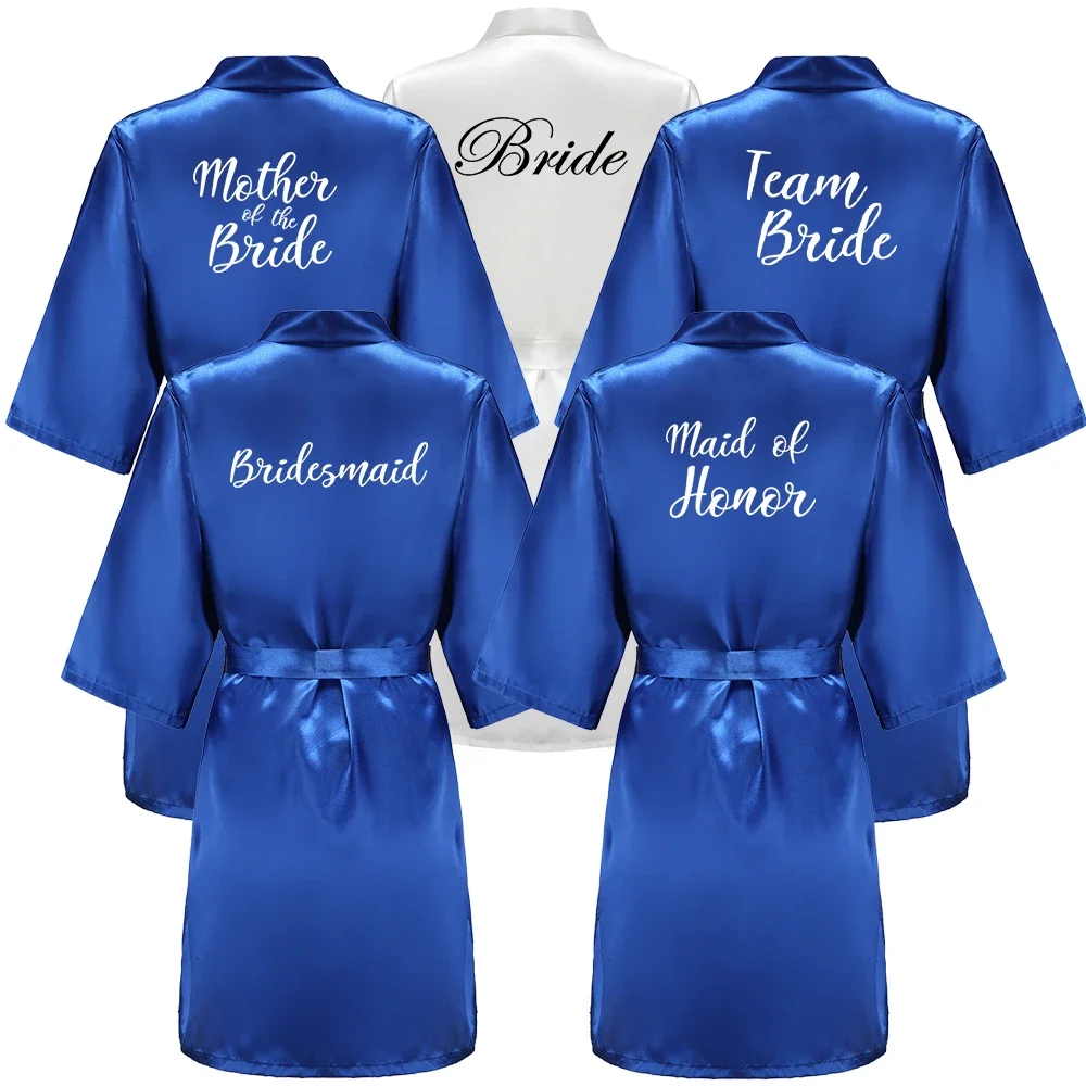 Wedding Party Team Bride Robe With White Letters Kimono Satin Pajamas Bridesmaid Royal Blue Bathrobe
Wedding Party Team Bride Robe With White Letters Kimono Satin Pajamas Bridesmaid Royal Blue Bathrobe