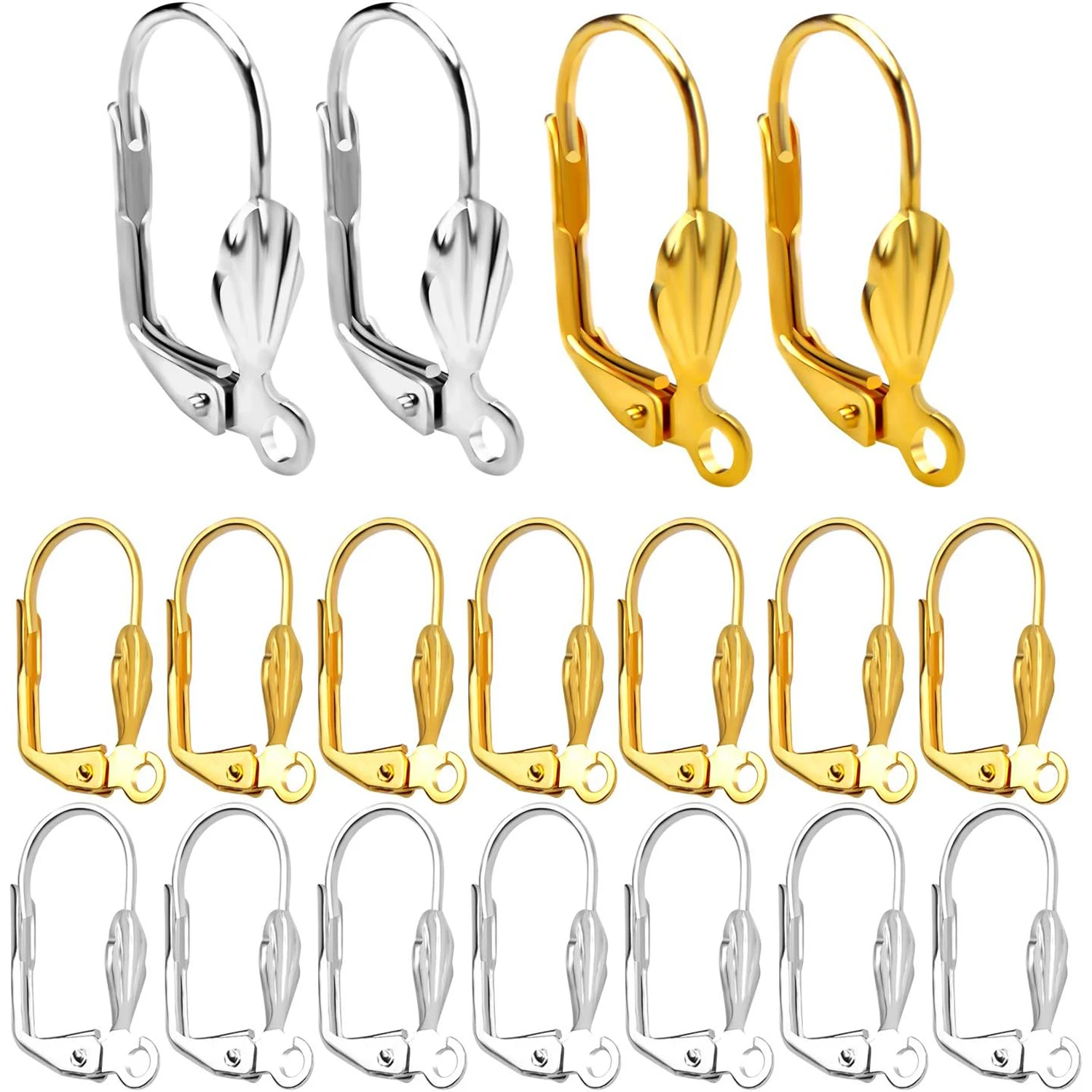 Hypoallergenic Earring Hooks, 100pcs Brass Leverback Shell Earrings French Hook Ear Wire with Open Loop for Jewelry Making
Hypoallergenic Earring Hooks, 100pcs Brass Leverback Shell Earrings French Hook Ear Wire with Open Loop for Jewelry Making