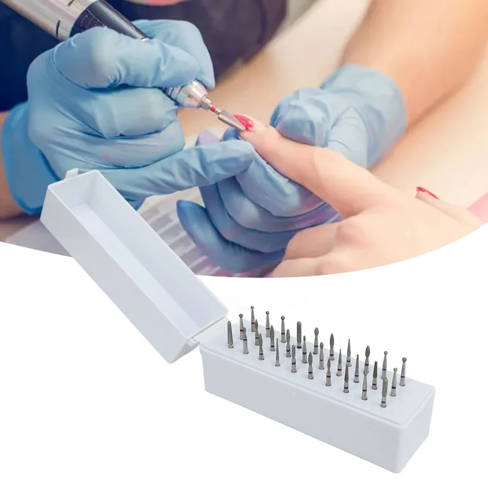 30pcs Dustproof Acrylic Cover Nail Drill Bits Set Portable & Durable Standard 2.35mm Hole Size Nail Grinding Heads Set
30pcs Dustproof Acrylic Cover Nail Drill Bits Set Portable & Durable Standard 2.35mm Hole Size Nail Grinding Heads Set