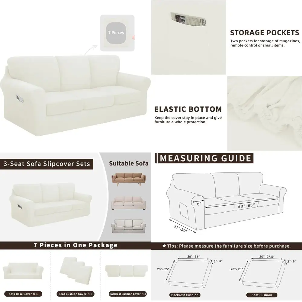 Эластичный моющийся набор чехлов для дивана из 7 предметов для дивана с 3 подушками и противоскользящей защитой
Эластичный моющийся набор чехлов для дивана из 7 предметов для дивана с 3 подушками и противоскользящей защитой