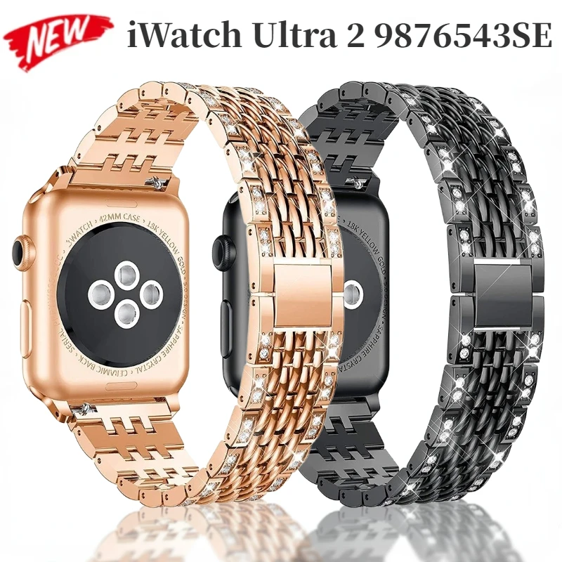 Роскошный металлический ремешок для Apple Watch 9 8 7 45 мм 41 мм, нержавеющая сталь с бриллиантами 6 5 4 SE 40 мм 44 мм, ремешок для Iwatch 3 38 мм 42 мм Correa
Роскошный металлический ремешок для Apple Watch 9 8 7 45 мм 41 мм, нержавеющая сталь с бриллиантами 6 5 4 SE 40 мм 44 мм, ремешок для Iwatch 3 38 мм 42 мм Correa