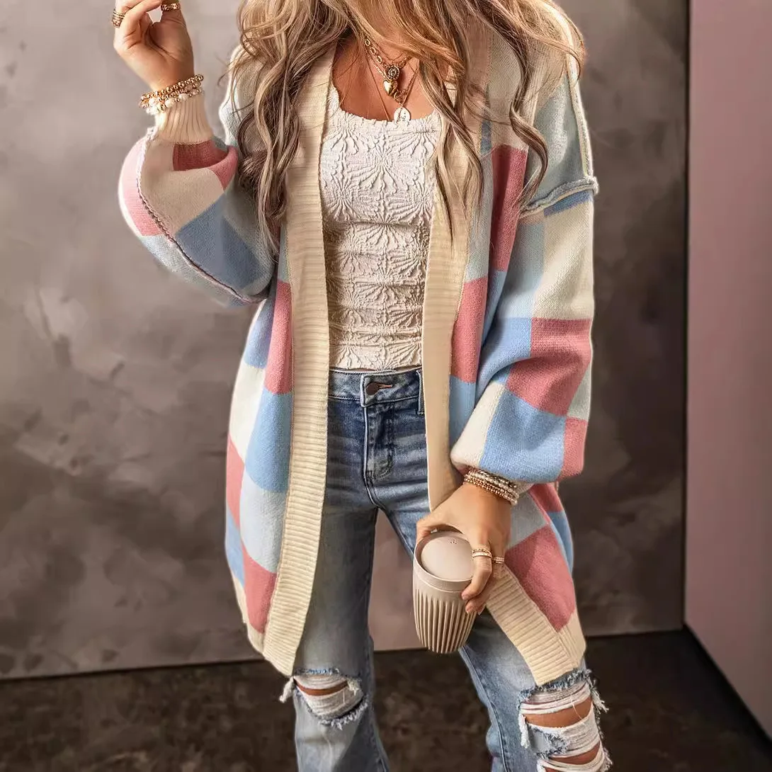 2025 Autumn New Warm Long Sleeve Cardigan Long Lazy Casual Style Contrast Printed Sweater for Women
2025 Autumn New Warm Long Sleeve Cardigan Long Lazy Casual Style Contrast Printed Sweater for Women