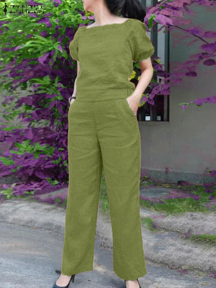 ZANZEA Plus Size Women Cotton Pant Sets Elegant Short Puff Sleeve Square Neck Crop Tops and Wide Leg Pants Casual 2-Pieces Suits
ZANZEA Plus Size Women Cotton Pant Sets Elegant Short Puff Sleeve Square Neck Crop Tops and Wide Leg Pants Casual 2-Pieces Suits