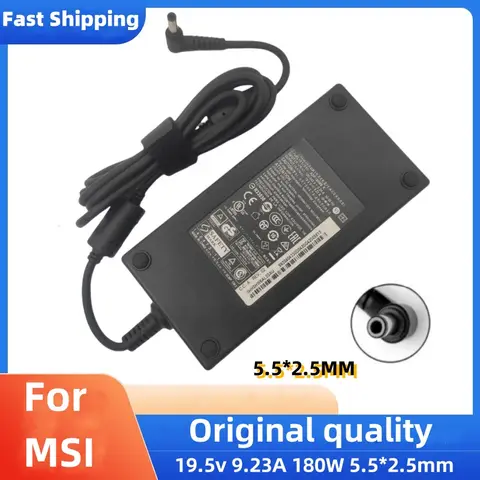 180W Charger 19.5V 9.23A 5.5*2.5MM Laptop Power Supply for MSI GF75 Thin 10SCS 10SCSK 10SCSR 10SD 10SDK 10SDR 10SE 10SEK 10SER