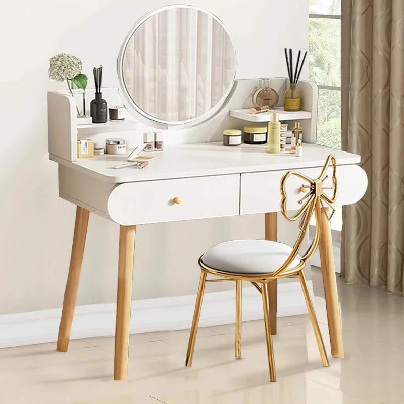 Modern White Vanity Desk with Mirror, Solid Wood Makeup Vanity Dressing Table for Women Girls (Without Stool and LED)
Modern White Vanity Desk with Mirror, Solid Wood Makeup Vanity Dressing Table for Women Girls (Without Stool and LED)