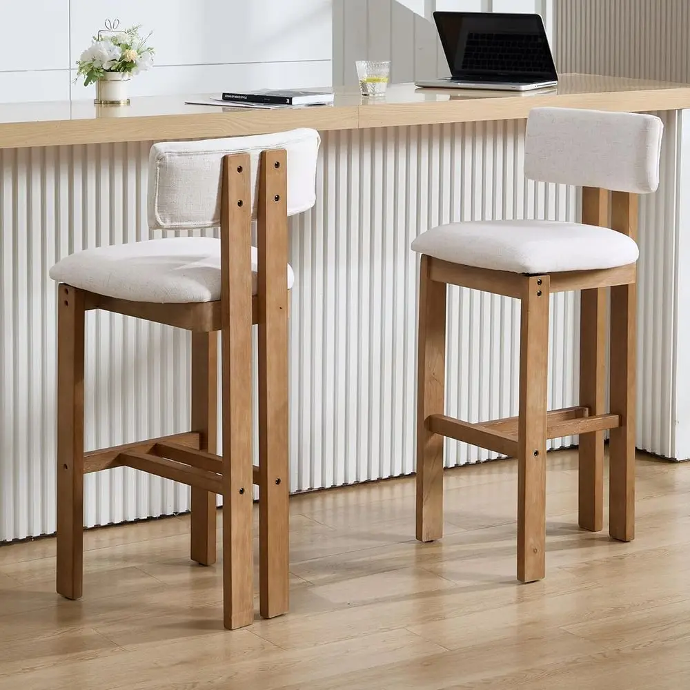 Counter Height Bar Stools Set of 2, Upholstered Wooden Chairs with Backrest for Kitchen Island/Home Bar, Linen Ivory
Counter Height Bar Stools Set of 2, Upholstered Wooden Chairs with Backrest for Kitchen Island/Home Bar, Linen Ivory