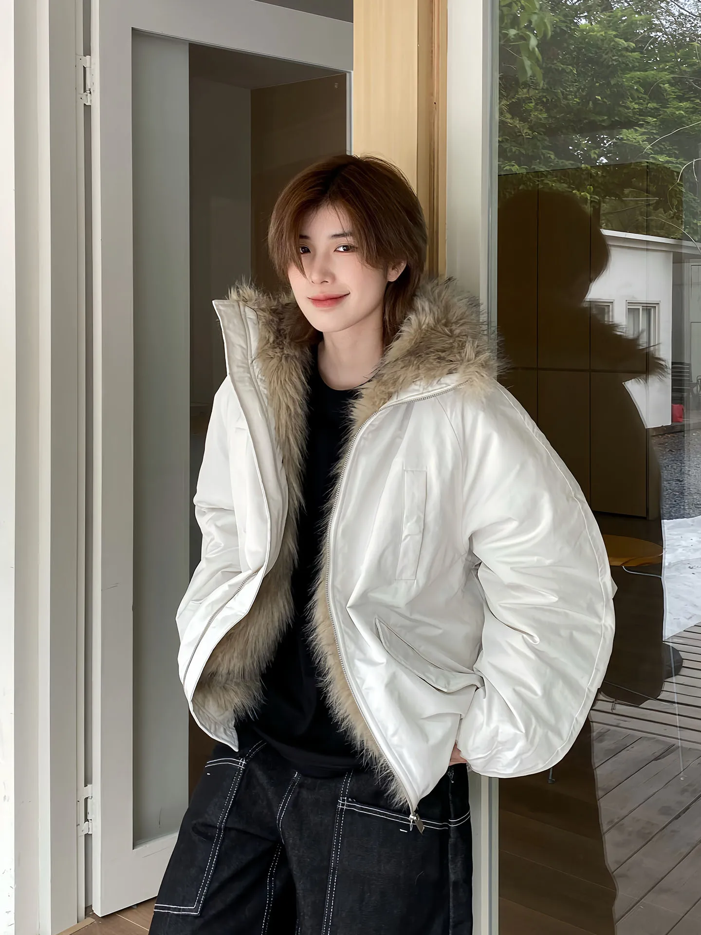 Korean Sle Thiened Hooded Parka Cotton Jaet Men Women Winter Warmth Retro Fur Collar Coat Trendy
Korean Sle Thiened Hooded Parka Cotton Jaet Men Women Winter Warmth Retro Fur Collar Coat Trendy