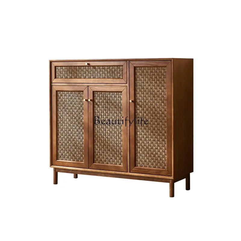Nordic solid wood storage shoe cabinet Japanese simple modern rattan storage cabinet
Nordic solid wood storage shoe cabinet Japanese simple modern rattan storage cabinet