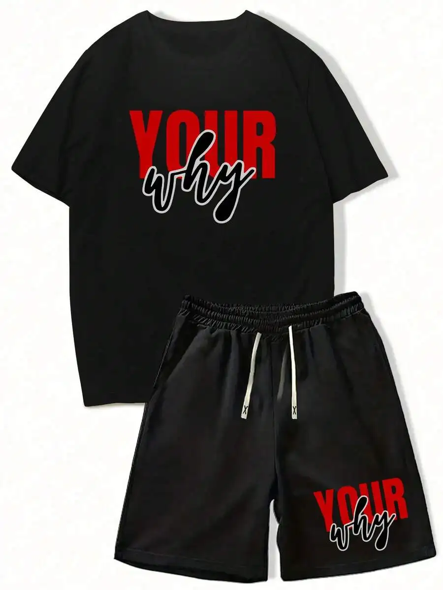 Mens Casual Two Piece Set T-Shirt And Shorts With Printed Letter Design
Mens Casual Two Piece Set T-Shirt And Shorts With Printed Letter Design