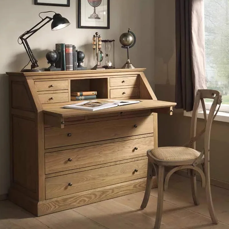 French retro solid wood dresser villa antique desk chest American light luxury bedroom folding storage
French retro solid wood dresser villa antique desk chest American light luxury bedroom folding storage