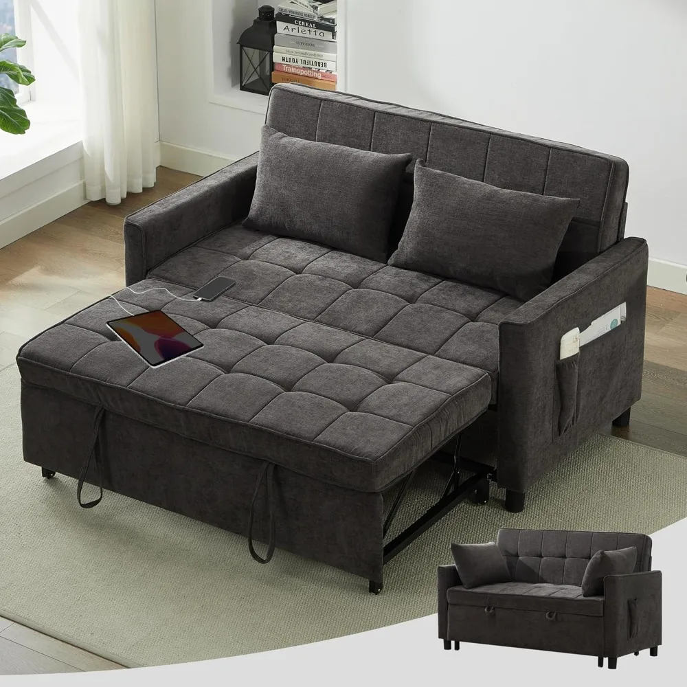 57" Convertible Sofa Bed, Chenille Futon Sleeper Sofa Couch, USB & Adjustable Backrest, Full Size Pull Out Loveseat Couches
57" Convertible Sofa Bed, Chenille Futon Sleeper Sofa Couch, USB & Adjustable Backrest, Full Size Pull Out Loveseat Couches